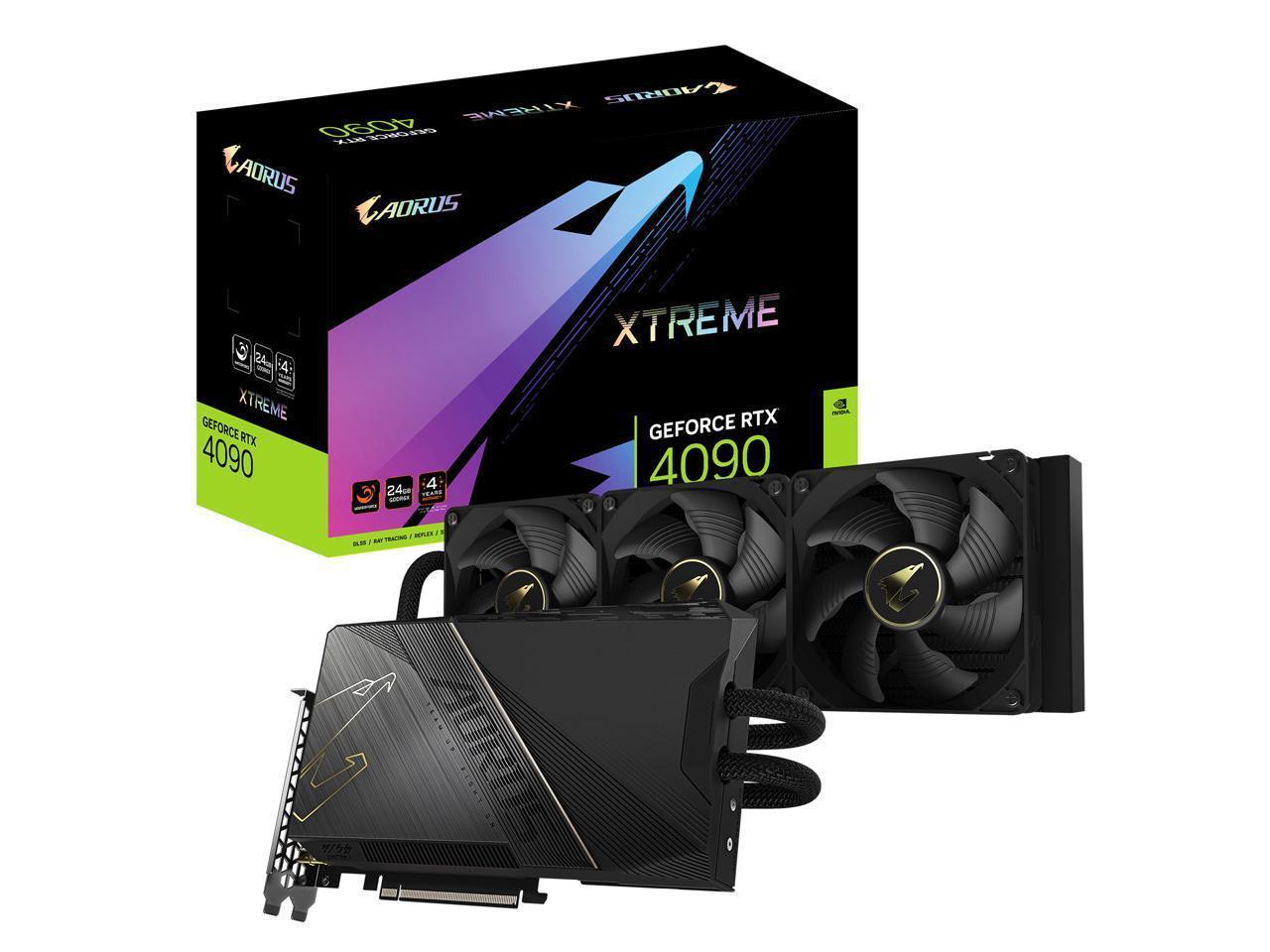 GIGABYTE AORUS GeForce RTX 4090 XTREME WATERFORCE 24GB GDDR6X PCI Express 4.0 ATX Video Card GV-N4090AORUSX W-24GD