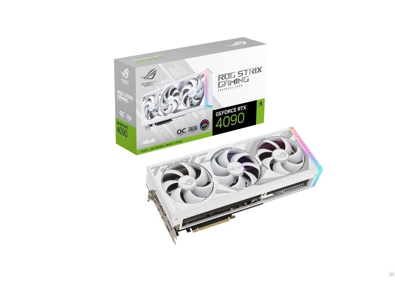 ASUS ROG Strix GeForce RTX 4090 White OC Edition Gaming Graphics Card (PCIe 4.0, 24GB GDDR6X, HDMI 2.1a, DisplayPort 1.4a) ROG-STRIX-RTX4090-O24G-WHITE